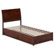 Andorra Twin XL Wood Platform Bed with Panel Footboard & Drawers in Walnut