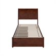 Andorra Twin XL Wood Platform Bed with Panel Footboard & Drawers in Walnut
