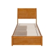 Andorra Twin XL Wood Platform Bed with Panel Footboard & Drawers in Light Toffee