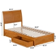 Andorra Twin XL Wood Platform Bed with Panel Footboard & Drawers in Light Toffee
