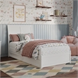 Andorra Twin Wood Platform Bed with Panel Footboard and Storage Drawers in White