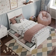 Andorra Twin Wood Platform Bed with Panel Footboard and Storage Drawers in White