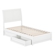 Andorra Twin Wood Platform Bed with Panel Footboard and Storage Drawers in White