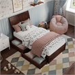 Andorra Twin Wood Platform Bed with Panel Footboard & Storage Drawers in Walnut