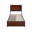 Andorra Twin Wood Platform Bed with Panel Footboard & Storage Drawers in Walnut