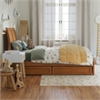 Andorra Twin Wood Platform Bed with Panel Footboard & Drawers in Light Toffee