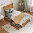 Andorra Twin Wood Platform Bed with Panel Footboard & Drawers in Light Toffee