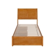 Andorra Twin Wood Platform Bed with Panel Footboard & Drawers in Light Toffee