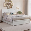 Andorra Full Wood Platform Bed with Panel Footboard and Storage Drawers in White