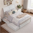Andorra Full Wood Platform Bed with Panel Footboard and Storage Drawers in White