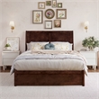 Andorra Full Wood Platform Bed with Panel Footboard & Storage Drawers in Walnut