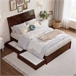 Andorra Full Wood Platform Bed with Panel Footboard & Storage Drawers in Walnut