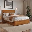 Andorra Full Wood Platform Bed with Panel Footboard & Drawers in Light Toffee