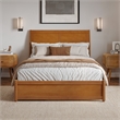 Andorra Full Wood Platform Bed with Panel Footboard & Drawers in Light Toffee
