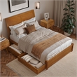 Andorra Full Wood Platform Bed with Panel Footboard & Drawers in Light Toffee