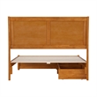 Andorra Full Wood Platform Bed with Panel Footboard & Drawers in Light Toffee