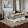 Andorra Queen Wood Platform Bed with Panel Footboard & Storage Drawers in White