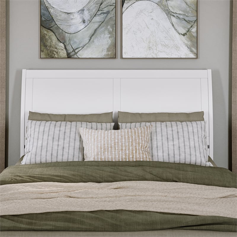 Andorra Queen Wood Platform Bed with Panel Footboard & Storage Drawers in White