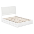 Andorra Queen Wood Platform Bed with Panel Footboard & Storage Drawers in White