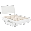 Andorra Queen Wood Platform Bed with Panel Footboard & Storage Drawers in White