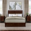 Andorra Queen Wood Platform Bed with Panel Footboard & Storage Drawers in Walnut