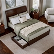 Andorra Queen Wood Platform Bed with Panel Footboard & Storage Drawers in Walnut