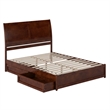 Andorra Queen Wood Platform Bed with Panel Footboard & Storage Drawers in Walnut