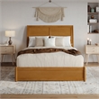 Andorra Queen Wood Platform Bed with Panel Footboard & Drawers in Light Toffee