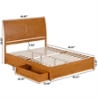 Andorra Queen Wood Platform Bed with Panel Footboard & Drawers in Light Toffee