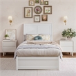 Andorra Twin XL Wood Platform Bed with Panel Footboard &  Trundle in White