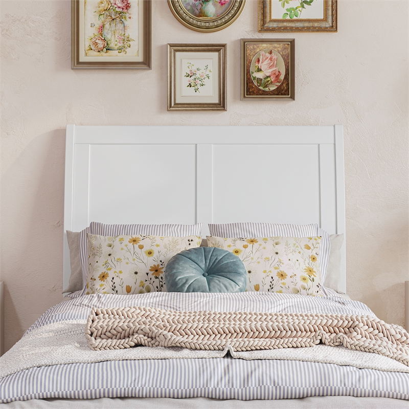 Andorra Twin XL Wood Platform Bed with Panel Footboard &  Trundle in White