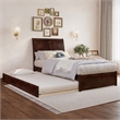 Andorra Twin XL Wood Platform Bed with Panel Footboard & TXL Trundle in Walnut