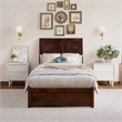 Andorra Twin XL Wood Platform Bed with Panel Footboard & TXL Trundle in Walnut