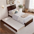 Andorra Twin XL Wood Platform Bed with Panel Footboard & TXL Trundle in Walnut
