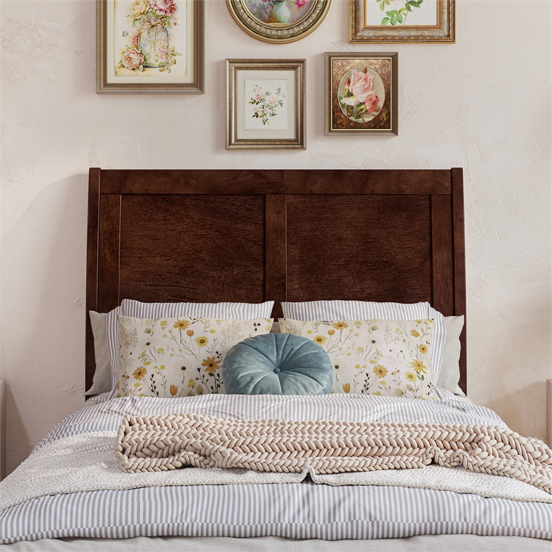 Andorra Twin XL Wood Platform Bed with Panel Footboard & TXL Trundle in Walnut