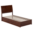 Andorra Twin XL Wood Platform Bed with Panel Footboard & TXL Trundle in Walnut