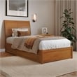 Andorra Twin XL Platform Bed with Panel Footboard & TXL Trundle in Light Toffee