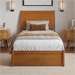Andorra Twin XL Platform Bed with Panel Footboard & TXL Trundle in Light Toffee