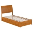 Andorra Twin XL Platform Bed with Panel Footboard & TXL Trundle in Light Toffee