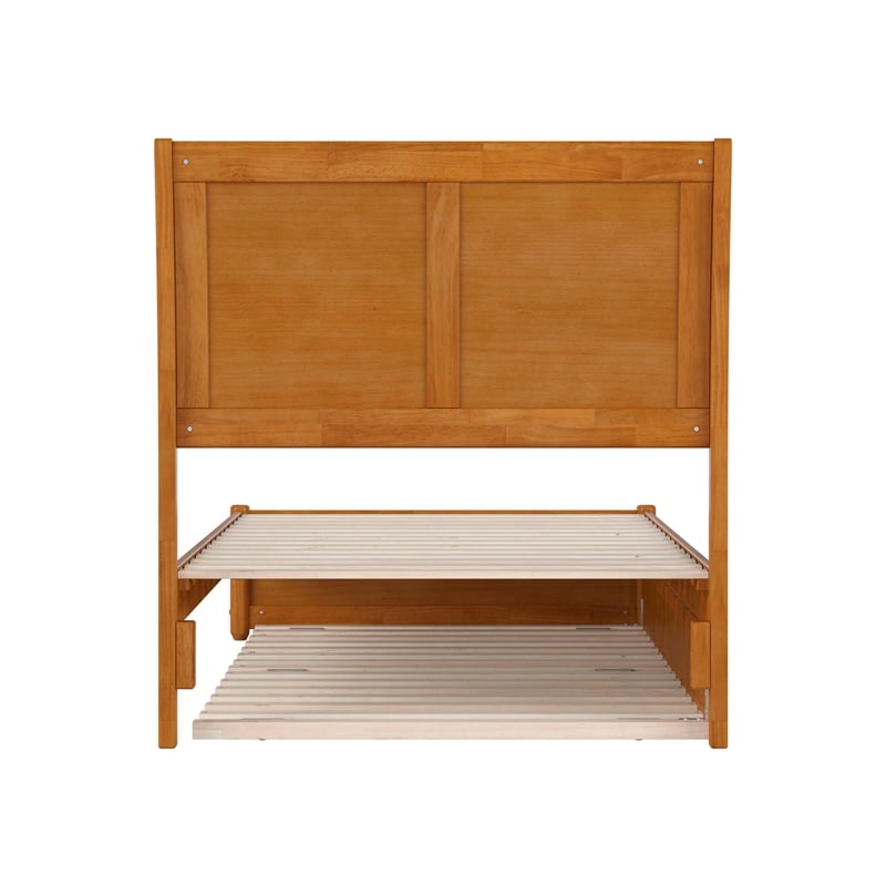 Andorra Twin XL Platform Bed with Panel Footboard & TXL Trundle in Light Toffee
