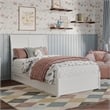 Andorra Twin Wood Platform Bed with Panel Footboard and Twin Trundle in White