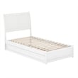 Andorra Twin Wood Platform Bed with Panel Footboard and Twin Trundle in White