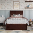 Andorra Twin Wood Platform Bed with Panel Footboard and Twin Trundle in Walnut