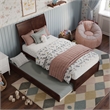Andorra Twin Wood Platform Bed with Panel Footboard and Twin Trundle in Walnut
