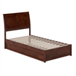 Andorra Twin Wood Platform Bed with Panel Footboard and Twin Trundle in Walnut