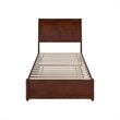 Andorra Twin Wood Platform Bed with Panel Footboard and Twin Trundle in Walnut
