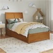 Andorra Twin Platform Bed with Panel Footboard & Twin Trundle in Light Toffee
