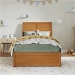 Andorra Twin Platform Bed with Panel Footboard & Twin Trundle in Light Toffee