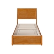 Andorra Twin Platform Bed with Panel Footboard & Twin Trundle in Light Toffee