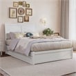 Andorra Full Wood Platform Bed with Panel Footboard and Twin Trundle in White
